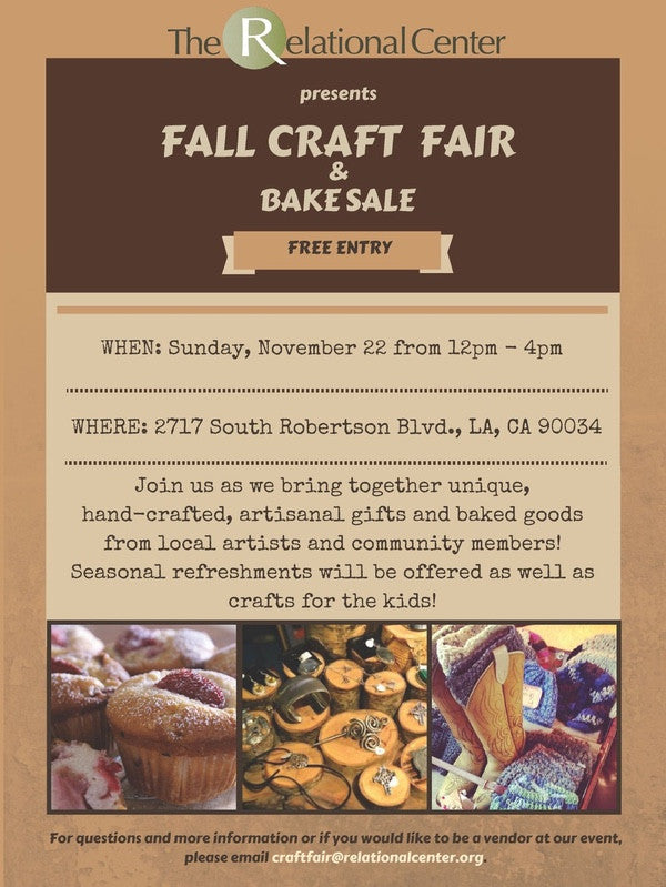We will be @ Fall Craft Fair & Bake Sale Presented by The Relational Center on Nov. 22nd!!!!